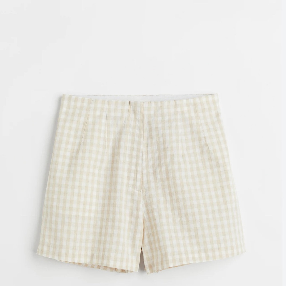 Linen Blend Shorts H&M Women’s 6 Light Beige